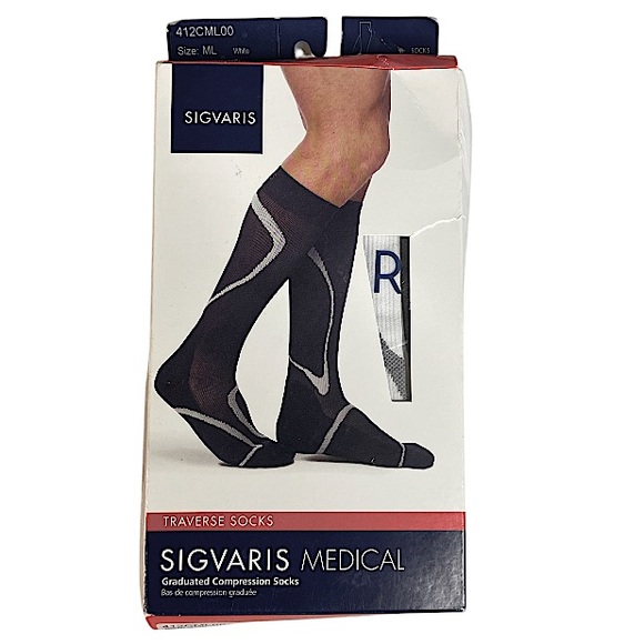 Sigvaris Graduated Compression Socks Size ML 20-30 mmHg White New - Picture 4 of 6